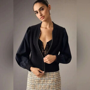 EUC Maeve Puff Sleeve bomber/sweater jacket